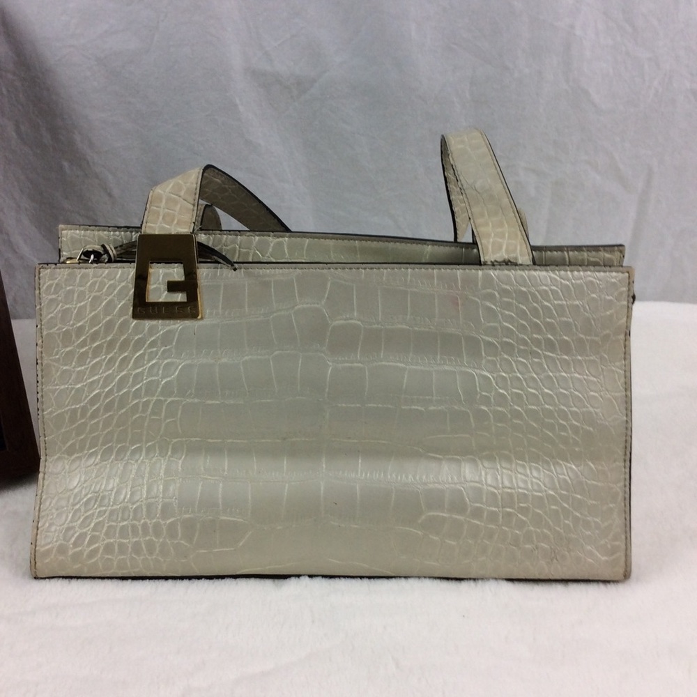 Guess Handbag Cream Reptile/Croc Faux Leather